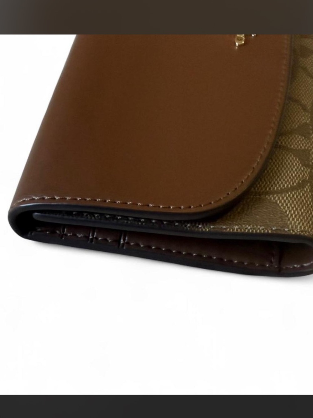 Coach Brown Signature Continental Wallet with Gold Logo - Picture 5 of 9